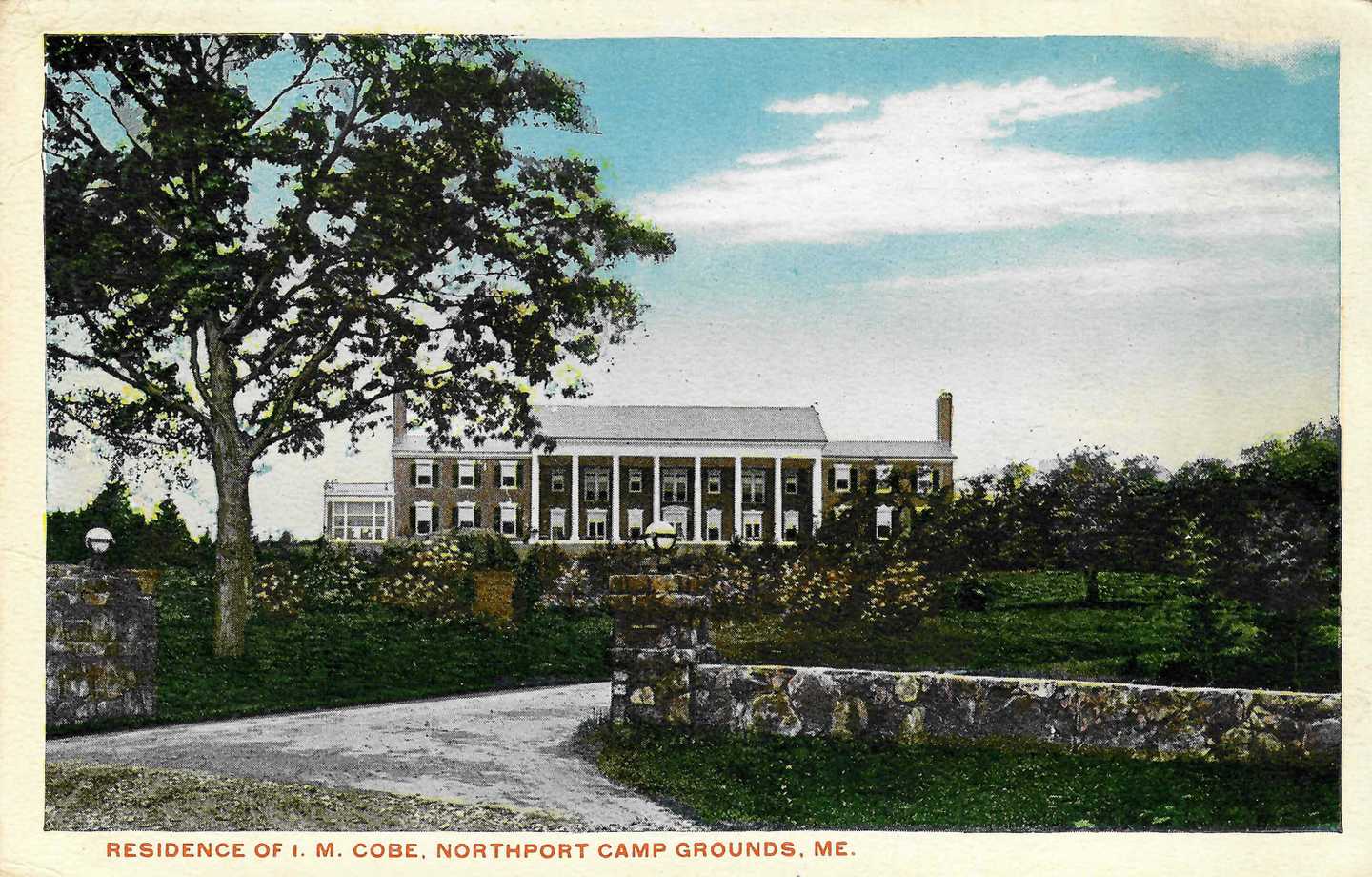 Postcard: Residence of I. M. Cobe, Northport Camp Grounds, Maine
